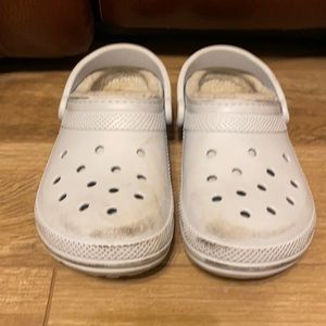 Light blue women size 8 crocs with fuzzy inside
